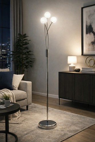 Modern chrome arm floor - chrome, lamp