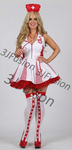 Ladies sexy white red nurse - ladies, white/red