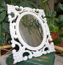 Wooden Mirror Ornate white