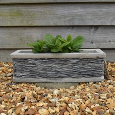 Plant Pot Stone Slate Finish 41cm Trough Frost Proof Garden Patio Planter Ann