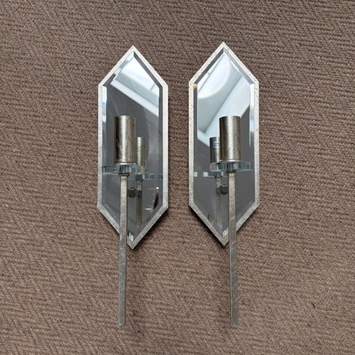 Pair mirrored pale brass - pair,