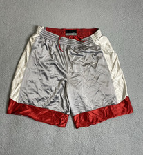 VTG Y2K Nike Shiny Boxing Shorts Silver Red Mens Medium Mesh Panels Retro Rare