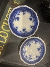 Antique Johnson Brothers Clayton Flow Blue 2 Plates Dinner 9 Inches