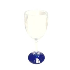4 x ACRYLIC PLASTIC BLUE/CLEAR WINE GLASSES caravan motorhome camping marine bbq