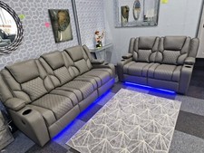 Orlando Electric Recliners. Grey 3 & 2 Seater Set , USB, LED See Photos