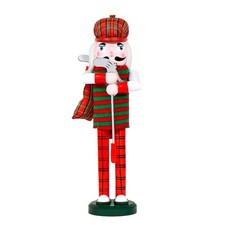 Golf Theme Nutcrackers Decors Red and Green Striped Wooden Christmas Figure Gift