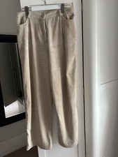 Sessun Beige High Waisted Wide Leg Corduroy Trousers Size 42 ( 14) VGC