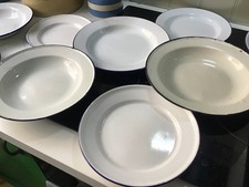 10 vintage enamel plates retro