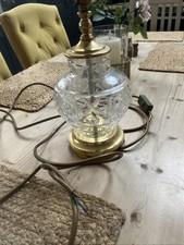 Waterford Cut Crystal Table Lamp Glass & Gold Tone WORKING 30cm