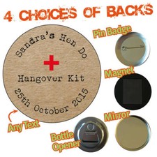 Personalised HEN party Night Weekend Hangover Kit Magnet Badge Bottle Opener 581