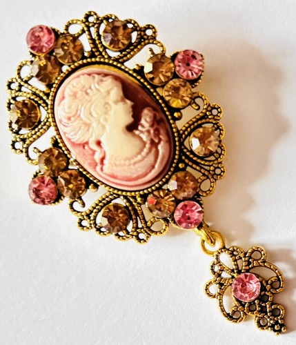 Cameo lady portrait rhinestone - lady,