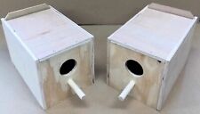 Pair Of Budgie Nest Nesting Breeding Boxes  9" x 6" x 6" With Hole In End