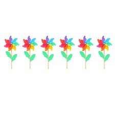 6pcs Children Wooden Pole Windmill Garden Yard Outdoor Pinwheel Decoration
