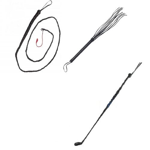 6ft real black leather whip - real,