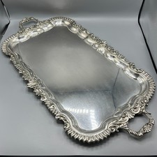 EXTRA LARGE Antique Silver Plate Butler Serving Tray Victorian Ornate Long 4.7kg