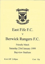 East Fife v Berwick Rangers January 1999  ** MINT **
