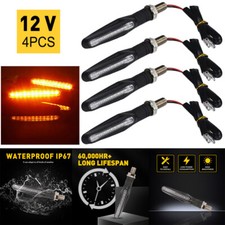 4x Motorcycle Bike Bulb Amber Turn Signal Indicators Light Smoke Lens Universal