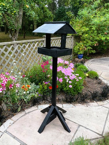Wooden bird table slate roof - slate,