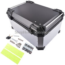 65L Aluminium Motorcycle Top Case Universal Motorbike Tail Box w/ Leather Lining