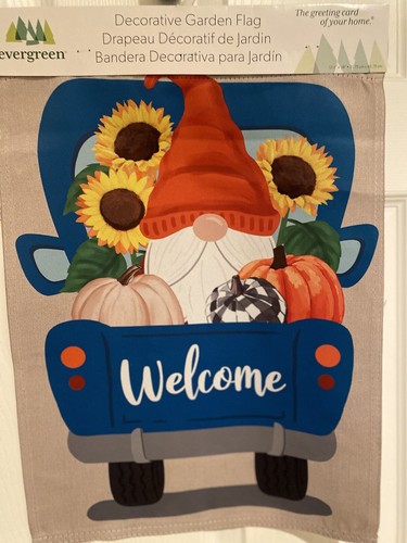 Fall gnome garden flag - fall,