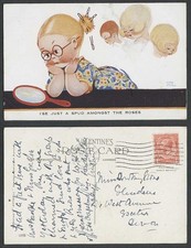 MABEL LUCIE ATTWELL 1927 Old Postcard I'se Just a Spud Amongst Roses Mirror 1098
