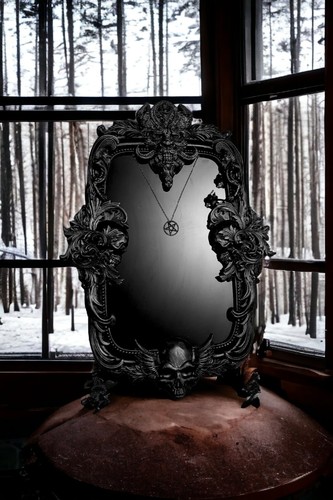 Black demon mirror - demon, wall