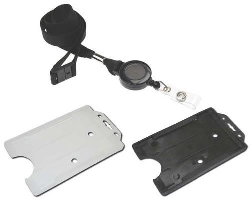 Black retractable neck - black, lanyard