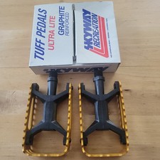 old school NOS Skyway tuff pedals 9/16 gold cages BMX bike