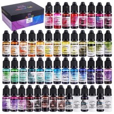 LET'S RESIN 48pcs Concentrated Alcohol Ink Set, Vibrant Colors Alcohol-Based ...