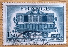 1944 France Used/cancelled Stamp 1f 50c 'Post Office Van' Item No FR-133