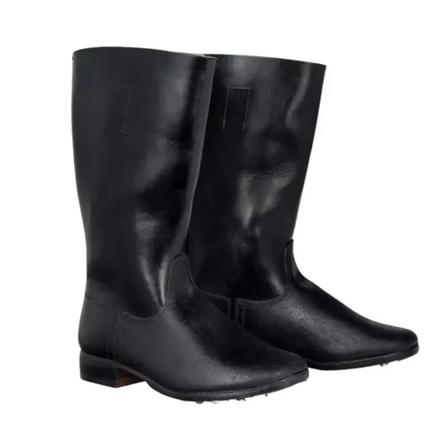 Black leather tall marching - leather,