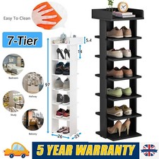 Narrow Shoe Rack Wooden Shoe Shelf 7-Tier Vertical Tall Slim Storage Organizer