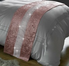 Bed Runner Diamante Sparkle Blush Pink Crushed Velvet SECONDS £17 198 X 48 CM