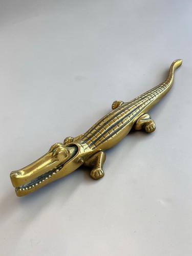 Large brass crocodile - large,
