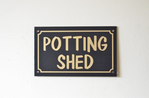 Potting shed sign sticker - or,