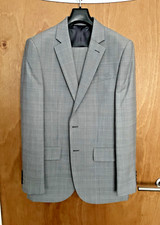 JAEGER LONDON MEN’S SUIT MODERN FIT LIGHT GREY P.O.W. CHECK 38R & 32R + CARRIER