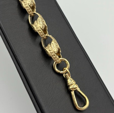 SOLID 9CT GOLD ON SILVER 9 INCH TULIP LINK BELCHER BRACELET ~ 7.5MM