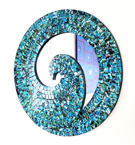Round mosaic wall mirror