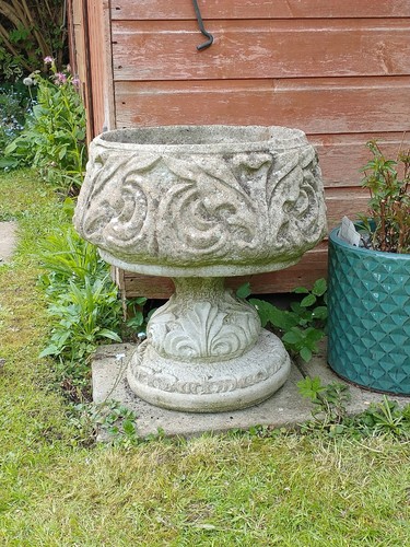 Stone garden urn planter - stone,