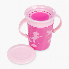Nuby 360 Cup 240ml Toddler Beaker 6m+ Leak Proof BPA Free Pink Unicorn