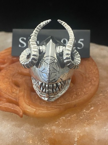 Silver goat horn - goat, skull