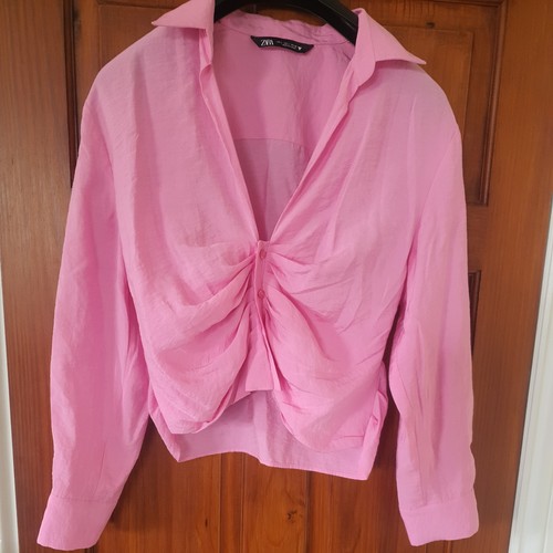 Zara pink ruched blouse - pink,