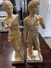 David Of Michaelangelo & Venus Statue A. Santini Made In Italy 15” Signed