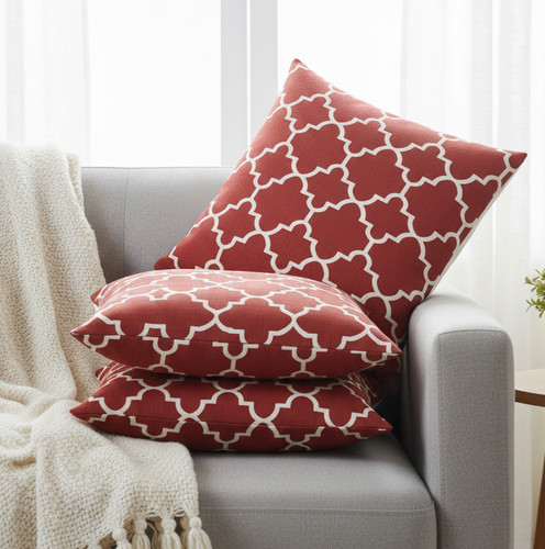 Red white moroccan geometric - red,