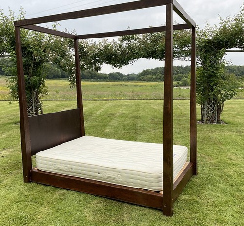 Vintage pine four poster bed - pine,