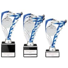 Frenzy Star Trophies Silver and Blue Multisport Awards 3 Sizes FREE Engraving