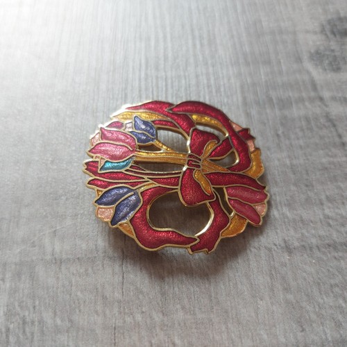 Vintage enamel tulip flower - enamel,