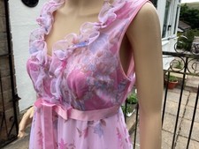 1970 s Vintage Double Layer Baby Doll Nighty Gorgeous Pink 