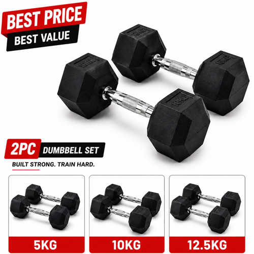 Hex dumbbells cast iron rubber - hex,