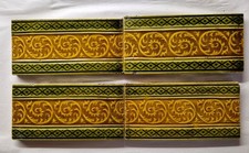 4 x Reclaimed Fireplace Border Tiles Antique Victorian 3"x 6" See photos